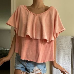 Free People Coral Beachy Blouse